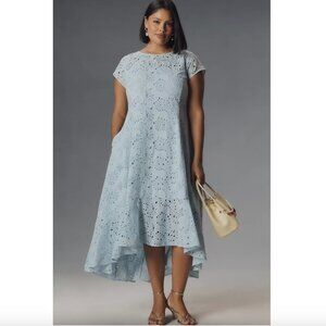 Universal Standard Plus Eyelet Flounce Midi Dress Blue Easter
